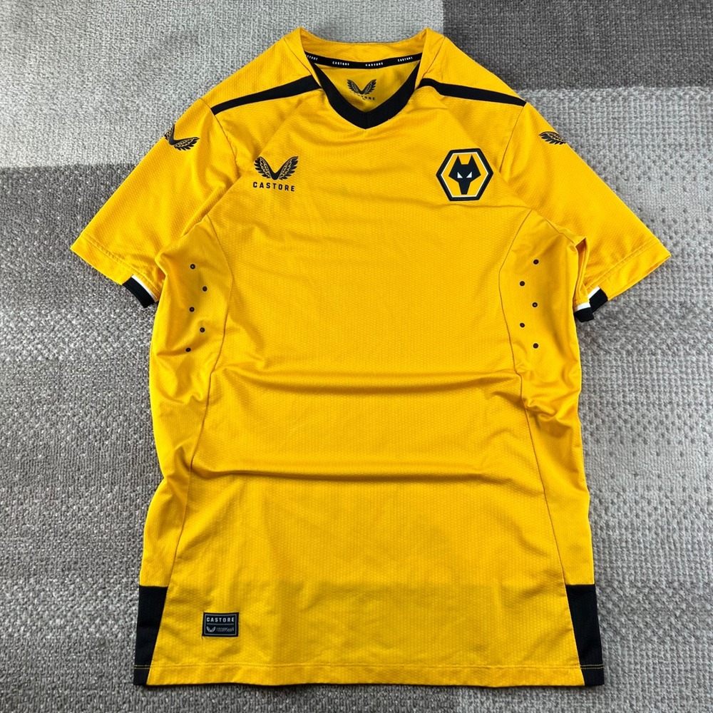 Castore Mens Wolverhampton Wanderers Wolves FC Soccer Jersey Yellow Small 21/22